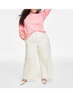 On 34th Womens Plus Size Wide-Leg Chino Pants Off-White Size 2X NWT
